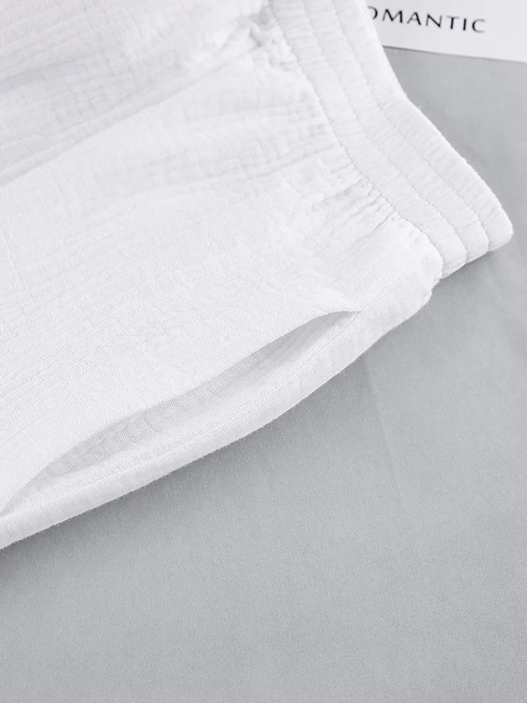 Orchidée de Nuit : Pyjama Blanc en Coton pour Femme