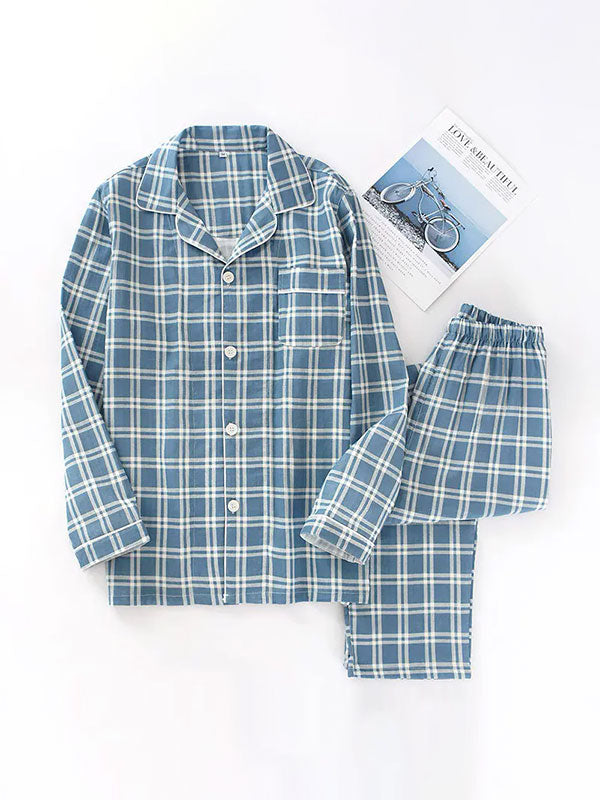 Pyjamas Pour Homme 100% Coton À Carreaux Douceur d'Ébène