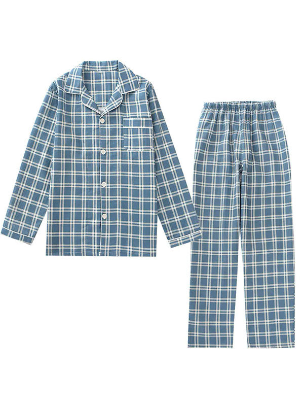 Pyjamas Pour Homme 100% Coton À Carreaux Douceur d'Ébène