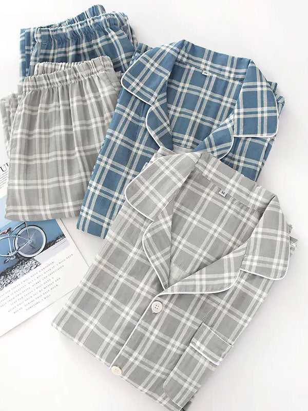 Pyjamas Pour Homme 100% Coton À Carreaux Douceur d'Ébène