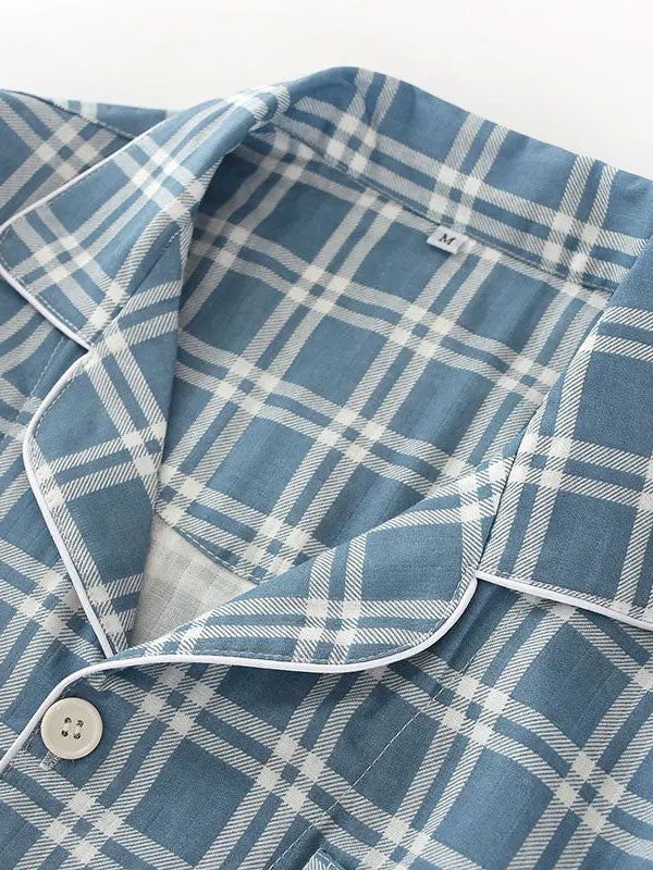Pyjamas Pour Homme 100% Coton À Carreaux Douceur d'Ébène
