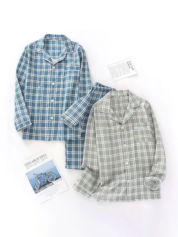 Pyjamas Pour Homme 100% Coton À Carreaux Douceur d'Ébène