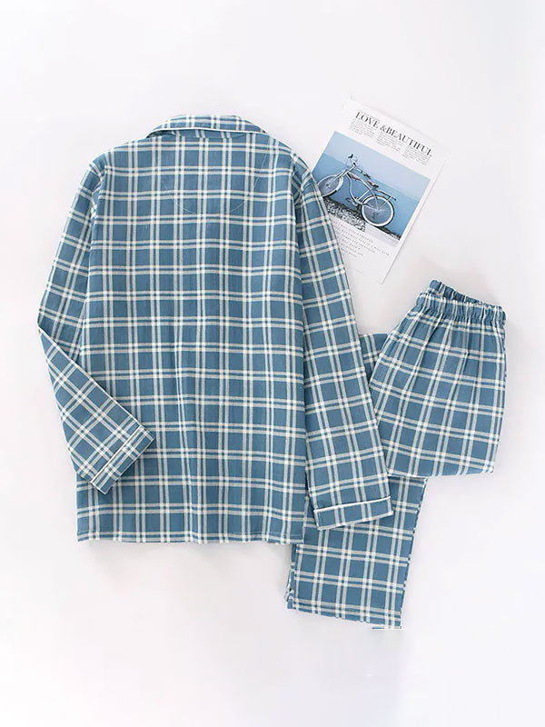 Pyjamas Pour Homme 100% Coton À Carreaux Douceur d'Ébène