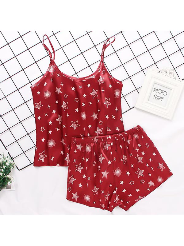 Pyjama en Satin Rouge Étoilée | Signature