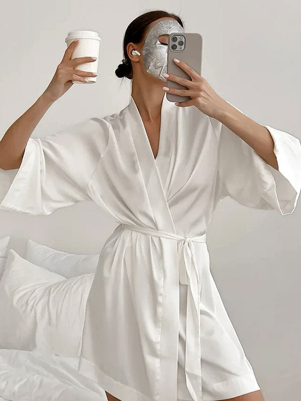 Robe de Chambre Blanche Pour Femme Douceur de Satin