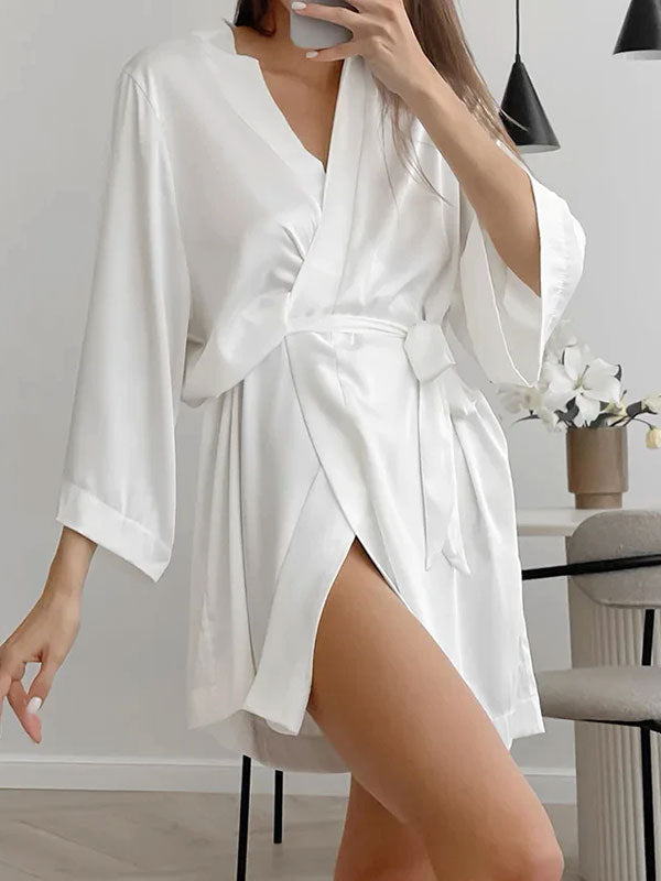 Robe de Chambre Blanche Pour Femme Douceur de Satin
