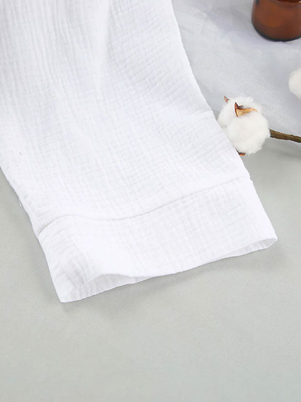 Robe de Chambre Femme mi-Longue en Coton Blanc | Nid Douillet