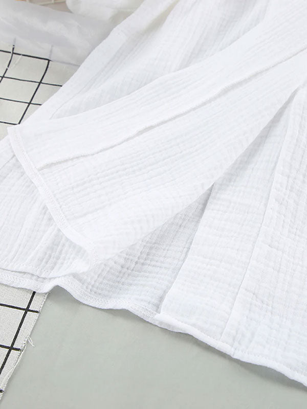 Robe de Chambre Femme mi-Longue en Coton Blanc | Nid Douillet