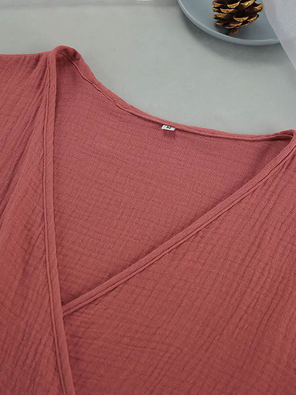 Robe de Chambre Rouge en Coton pour Femme | Flocon de Douceur