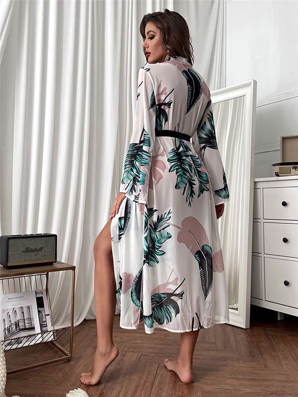 Robe de Chambre pour Femme Imprimé Plumes Tendre Matin Signature