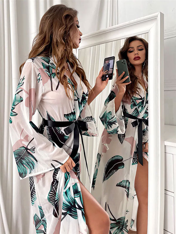 Robe de Chambre pour Femme Imprimé Plumes Tendre Matin Signature