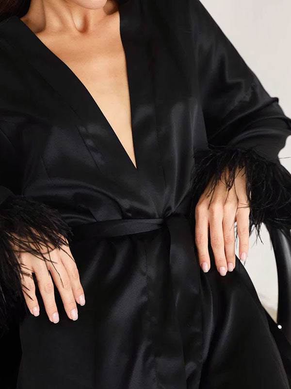 Robe de Chambre Chic en Satin pour Femme Élégance Matinale | Signature
