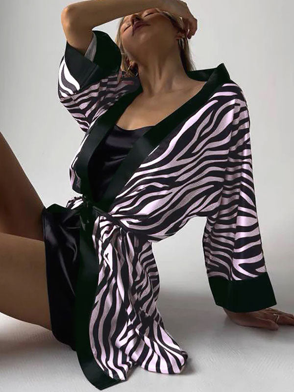 Robe de Chambre pour Femme en Satin Zèbre | Signature