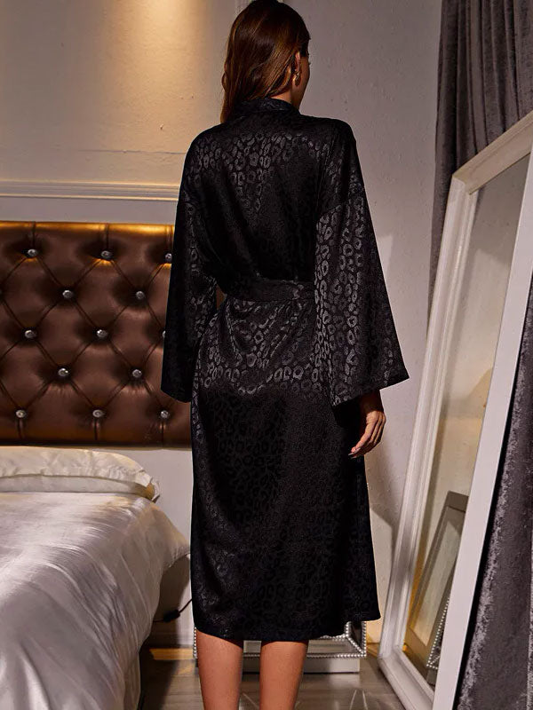 Robe de Chambre Longue Noir en Satin pour Femme | Tendresse de Satin