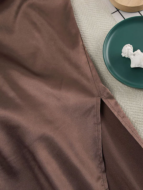 Robe de Chambre Longue Pour Femme En Satin Perle du Matin Signature