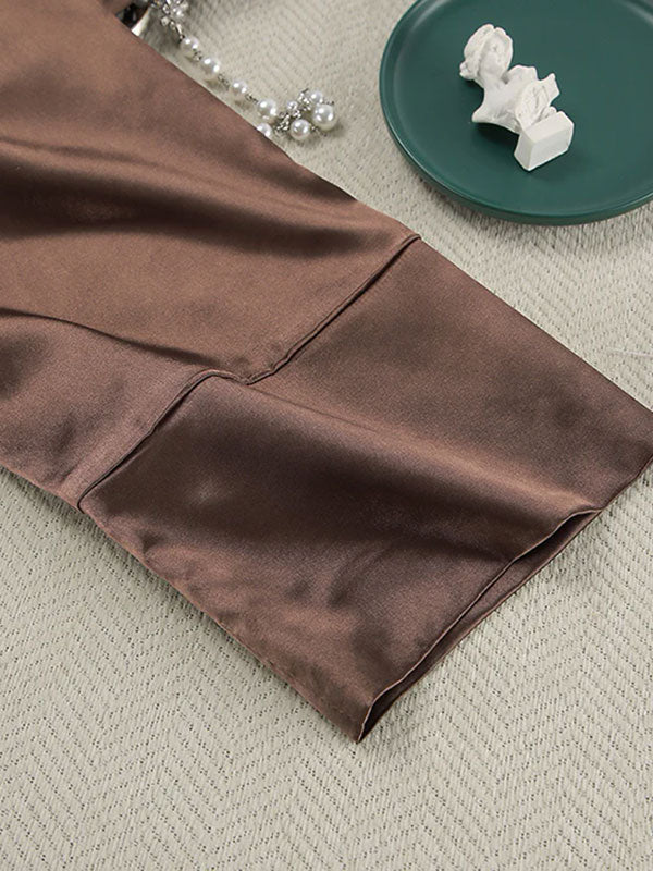 Robe de Chambre Longue Pour Femme En Satin Perle du Matin Signature