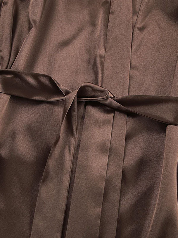 Robe de Chambre Longue Pour Femme En Satin Perle du Matin Signature