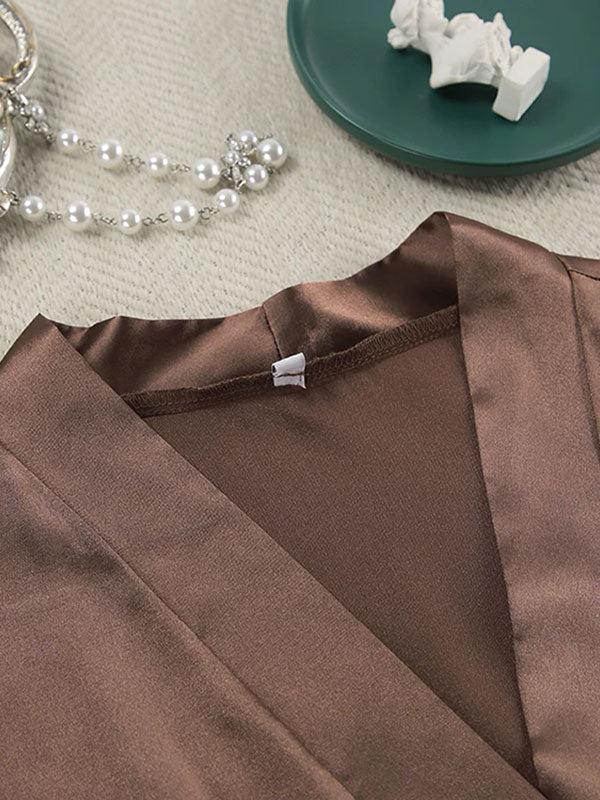 Robe de Chambre Longue Pour Femme En Satin Perle du Matin Signature