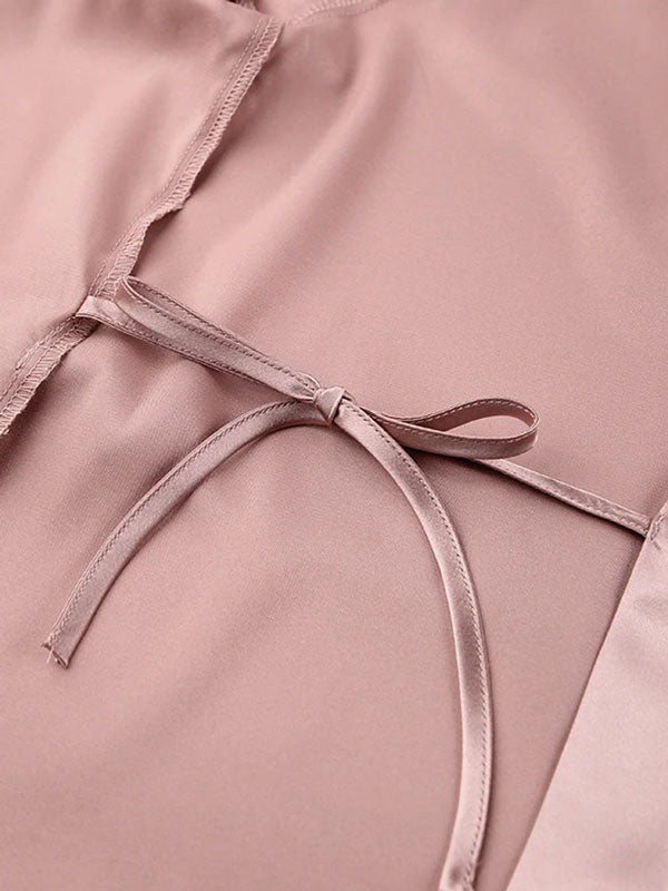 Robe de Chambre Élégante à Plumes Rose Champagne Flocon de Satin Signature