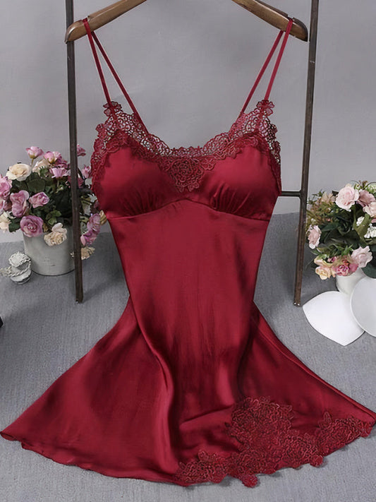 Nuisette en Satin Push Up pour Femme Bordeaux Luxe
