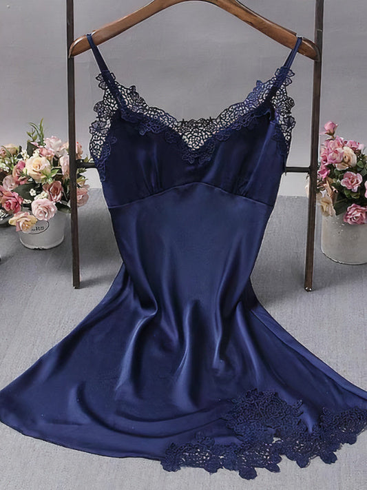 Nuisette en Satin Push Up pour Femme Bleu Marine | Signature