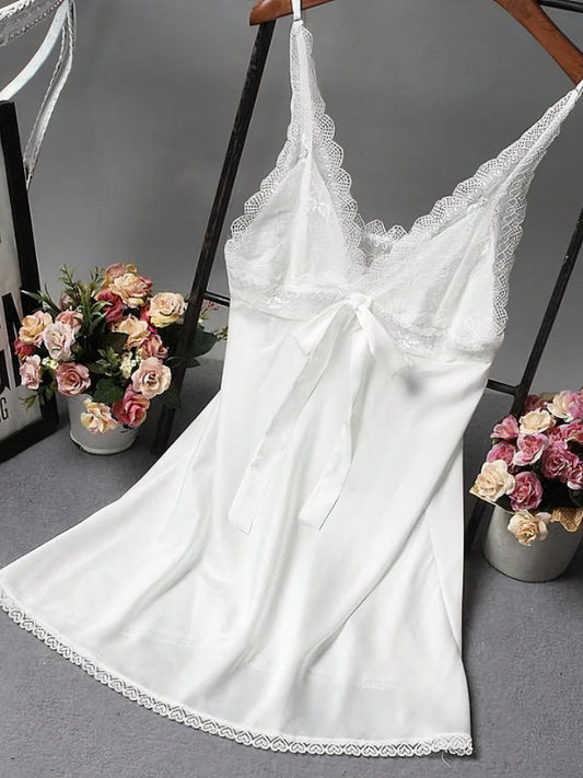 Nuisette en Satin avec nœud pour Femme Blanc | Signature