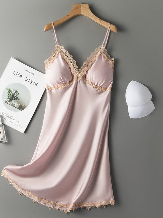 Nuisette Romantique Élégante en Col V Rose Signature
