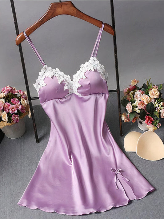 Nuisette en Satin Dentelle pour Femme Violet | Signature