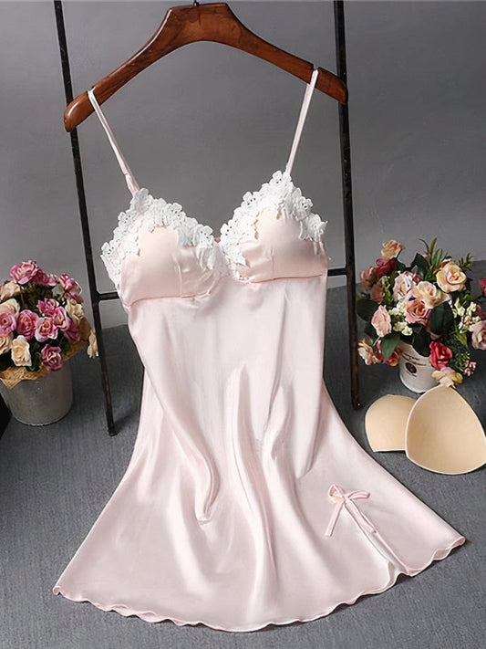 Nuisette Signature en Satin Dentelle pour Femme Rose