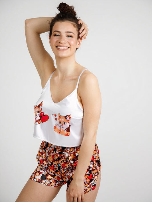 Pyjama en Satin pour Femme Renard Signature