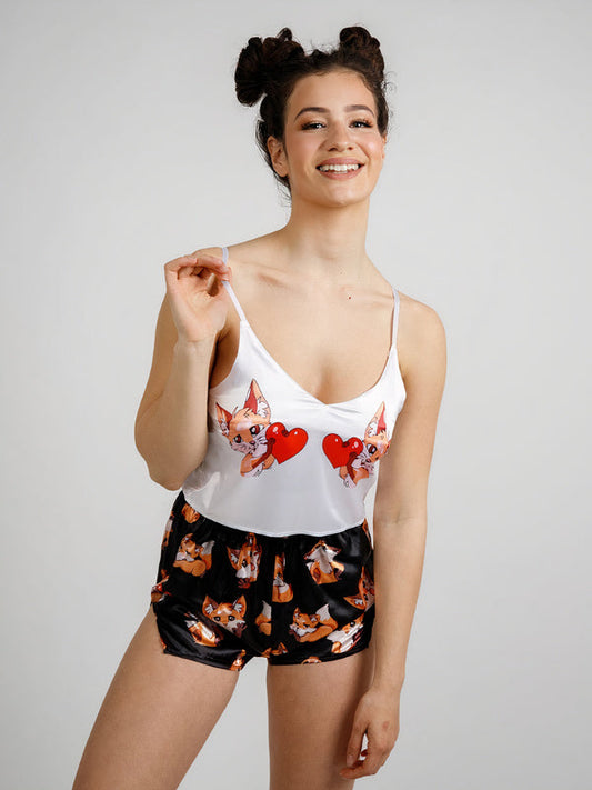 Pyjama en Satin pour Femme Renard Love 