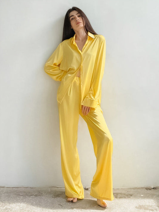Pyjama deux pièces ample pour femme Jaune | Signature