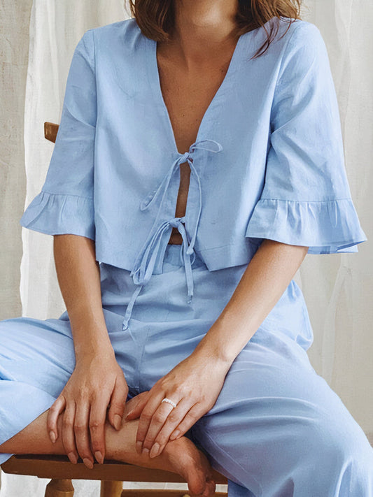 Pyjama en Gaze de Coton Bleu Ciel | Signature
