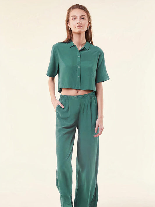 Pyjama Crop Top & Pantalon Large Signature
