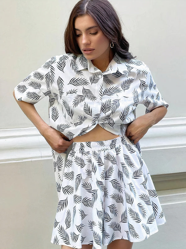 Pyjama Femme en Satin Croisé | Motif Feuille, Signature