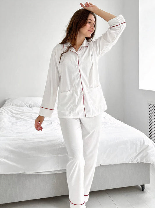 Pyjama en Voile de Viscose Blanc Signature
