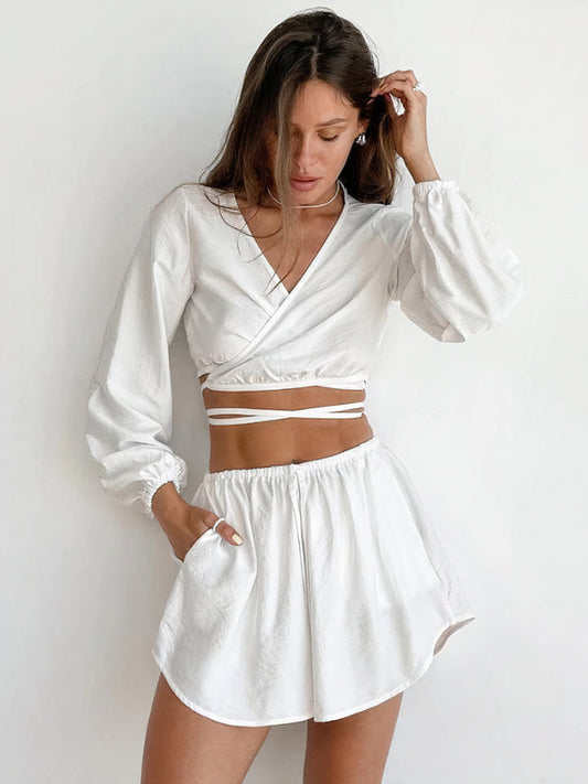 Pyjama Criss-Cross pour Femme Blanc | Signature