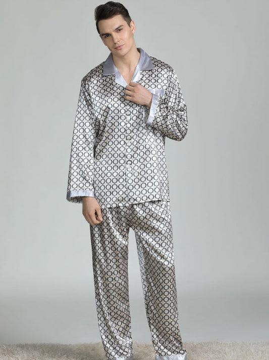 Pyjama en Satin pour Homme Argent Signature