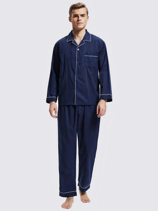 Pyjama en Col à Revers pour Homme Bleu Marine Signature
