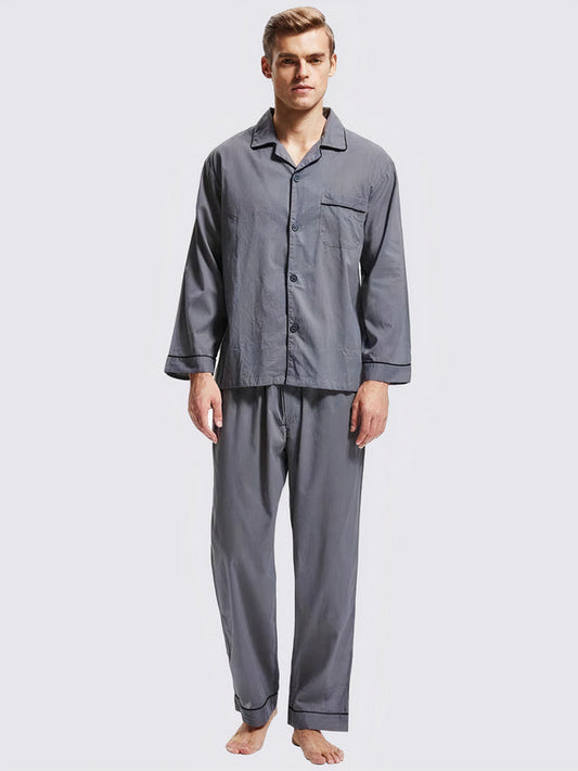 Pyjama en Col à Revers pour Homme Gris Signature