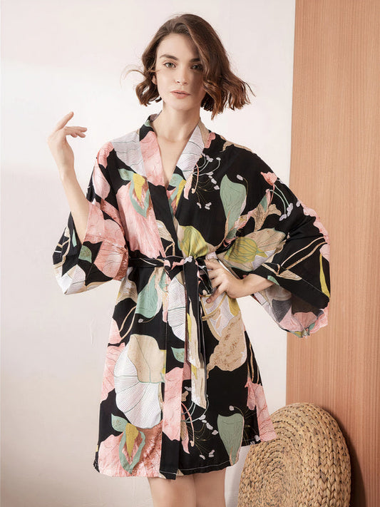 Robe de Chambre en Satin pour Femme | Flamingo