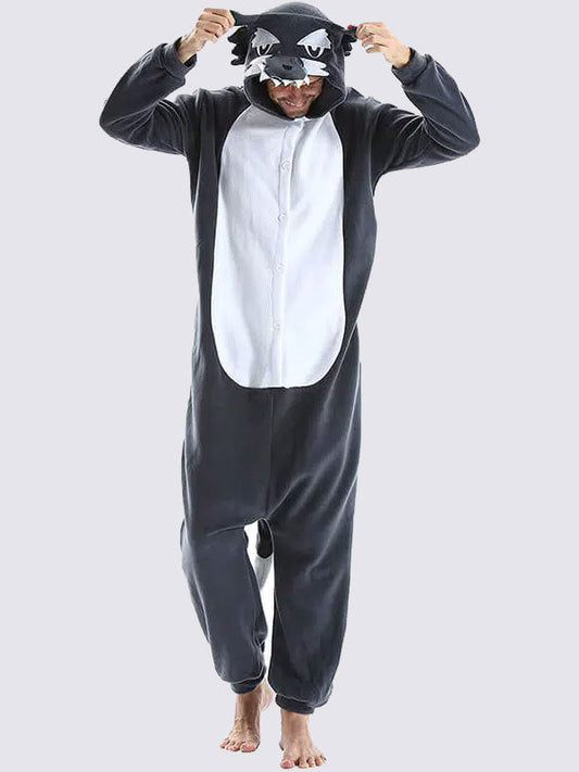 Combinaison Pyjama Pour Homme Loup Gris