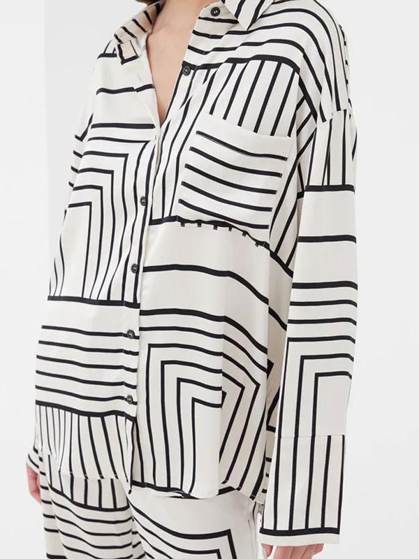 Sillage de Nuit | Ensemble Pyjama en Satin pour Femme Blanc et Noir