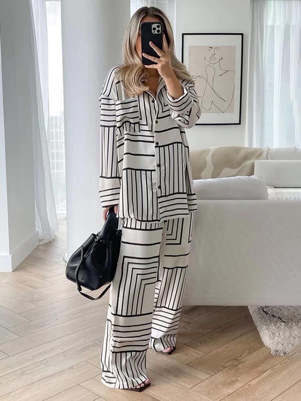 Sillage de Nuit | Ensemble Pyjama en Satin pour Femme Blanc et Noir