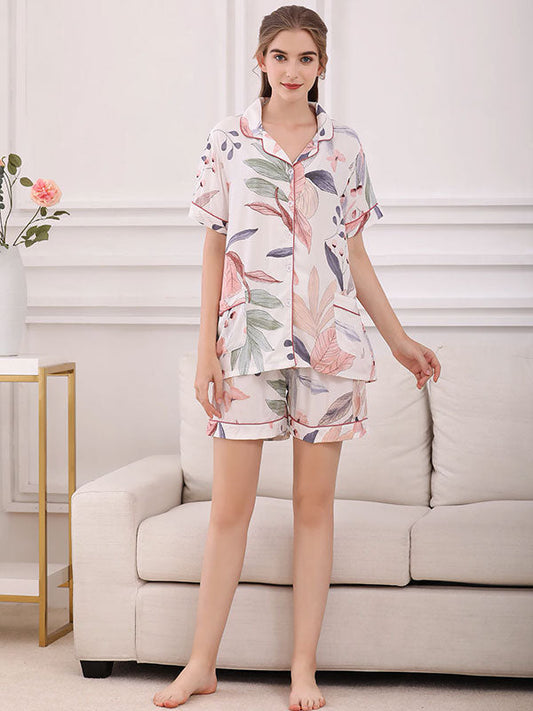 Ensemble Pyjama Short Pour Femme Écho de Forêt 