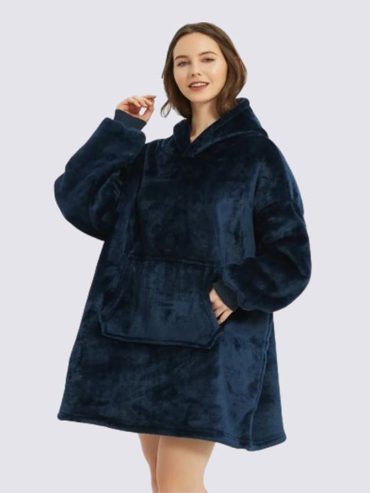 Pull Plaid Couleur Bleu Nuit à Capuche Signature