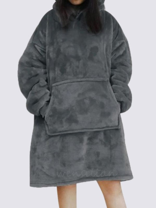 Pull Plaid Gris Anthracite à Capuche Premium