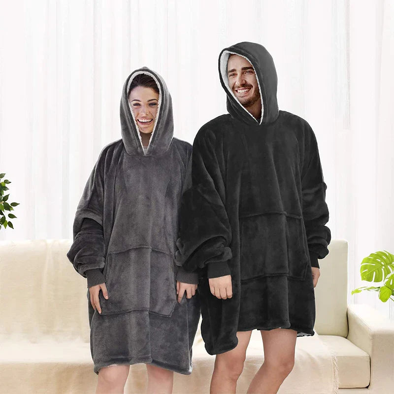 Pull Plaid Gris Anthracite à Capuche Premium