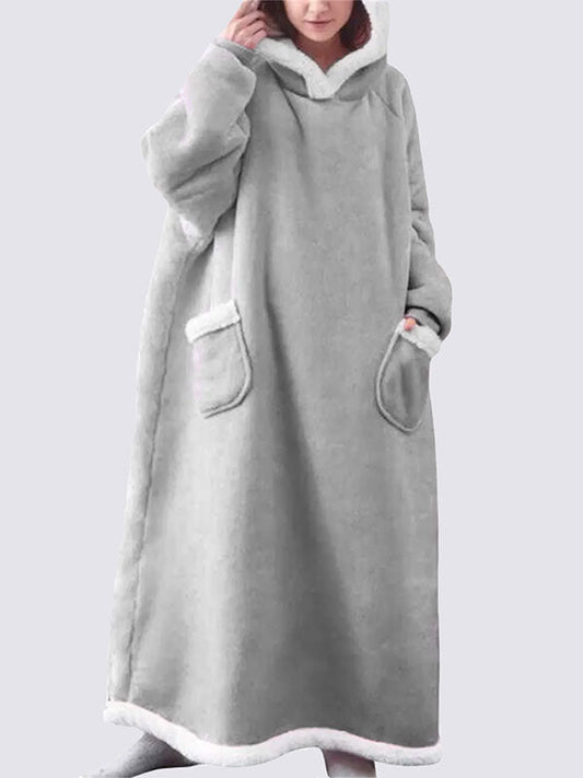 Pull Plaid XXL à Capuche Gris | Signature