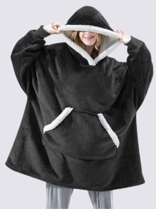 Pull Plaid Noir à Capuche | Signature